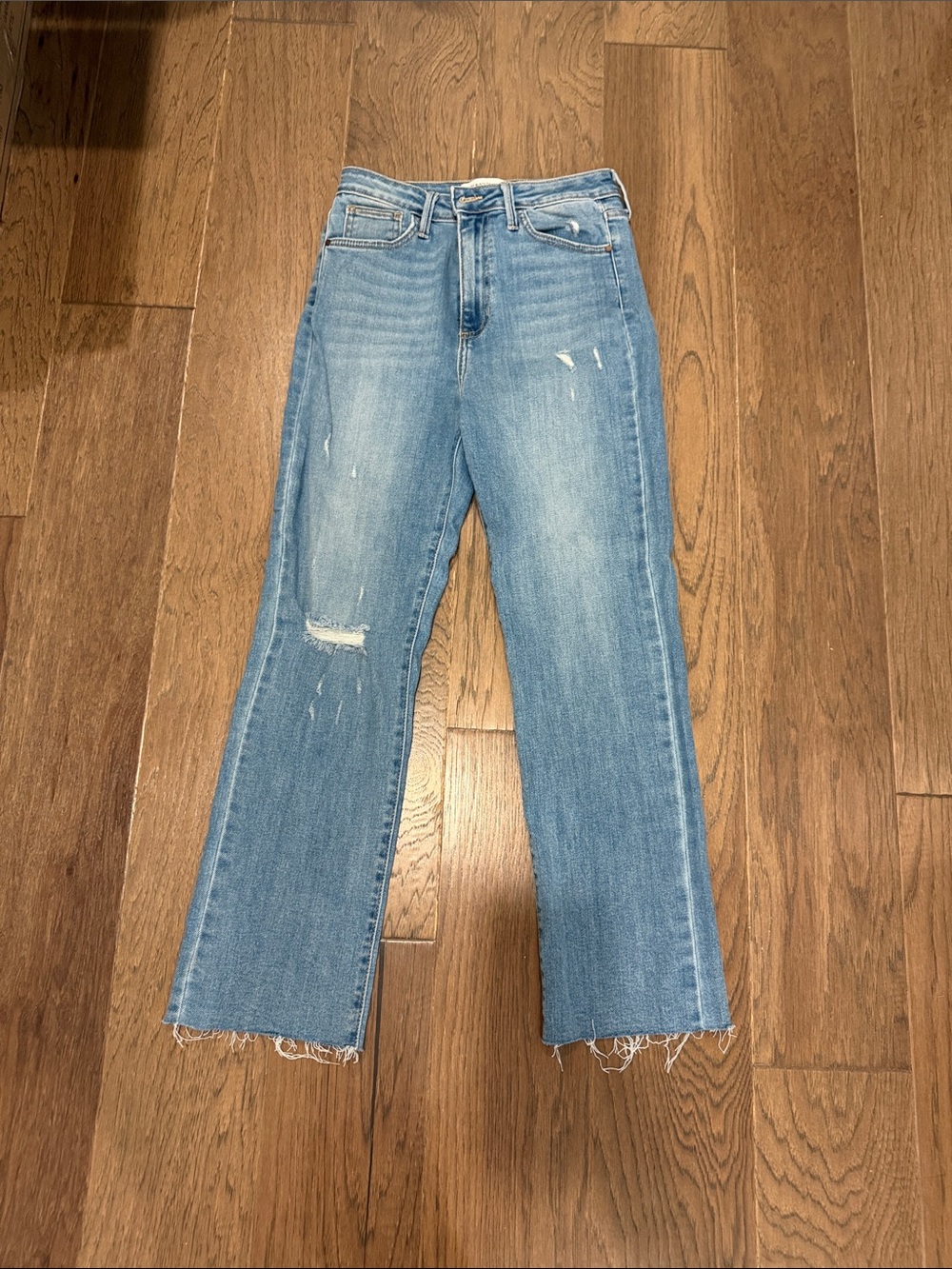 Just Black Light Blue High-Rise Wide Leg Jeans with Raw Hem